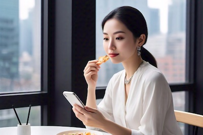 Makan Sambil Melihat Ponsel