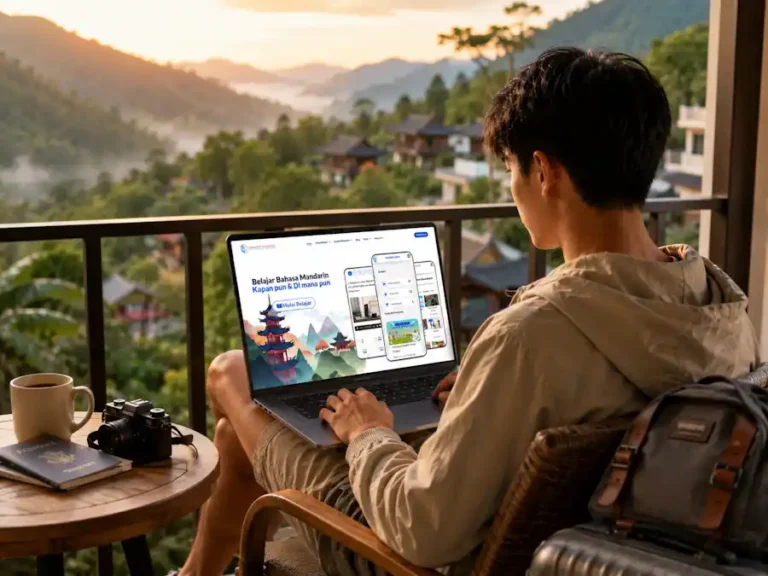 Belajar bahasa mandarin di Harmony Mandarin kapan pun di mana pun, bisa sambil traveling