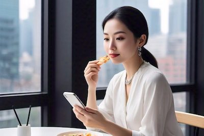 Makan Sambil Melihat Ponsel